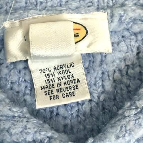 Talbots Women Light Blue Open Cowl Neck Pullover Sweater Pockets Ribbed Hem Sz M - Picture 3 of 7